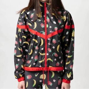 Nike Banana and Strawberries Black Zip Up Wind Breaker size XS